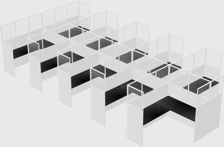 Shared l-shaped cubicle