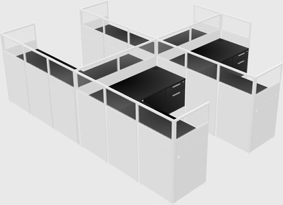 Shared l-shaped cubicle