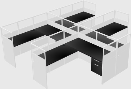 Shared l-shaped cubicle