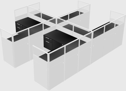 Shared l-shaped cubicle