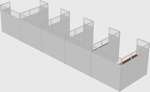 Shared l-shaped cubicle