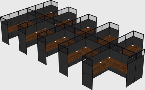 Shared l-shaped cubicle