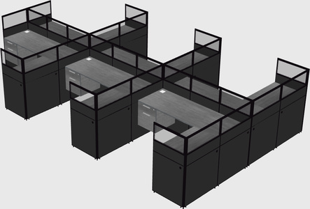Shared l-shaped cubicle