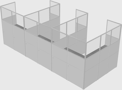 Shared l-shaped cubicle