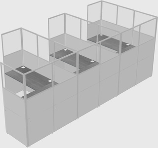 Shared l-shaped cubicle