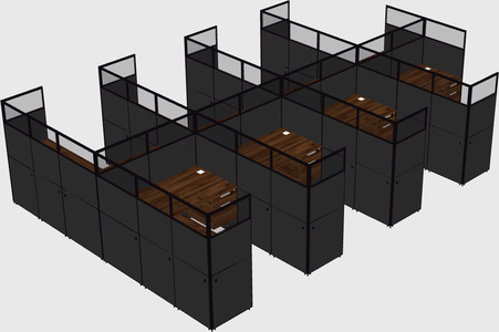 Shared l-shaped cubicle