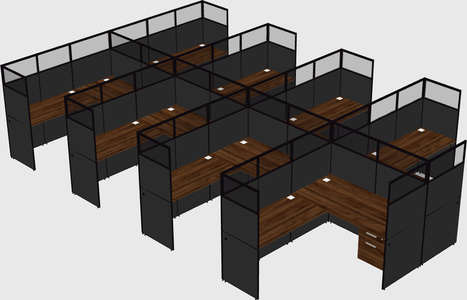 Shared l-shaped cubicle