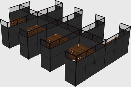 Shared l-shaped cubicle