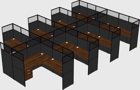 Shared l-shaped cubicle