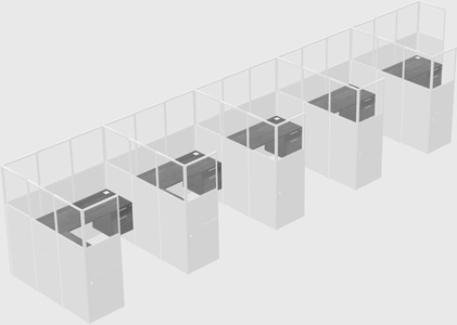 Shared l-shaped cubicle