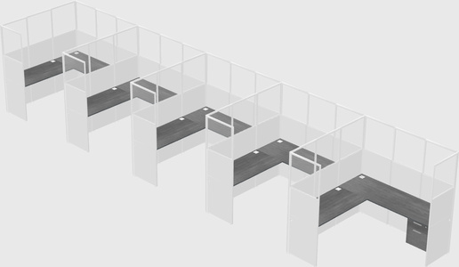 Shared l-shaped cubicle