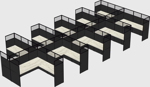 Shared l-shaped cubicle