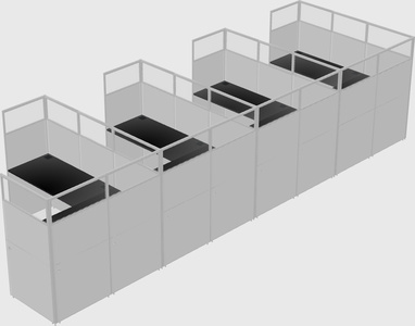Shared l-shaped cubicle