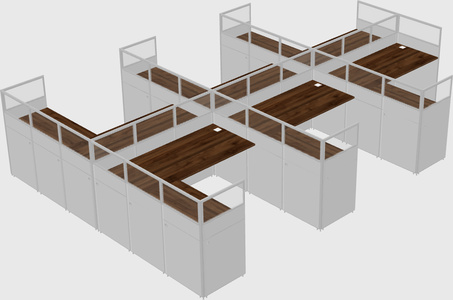 Shared l-shaped cubicle