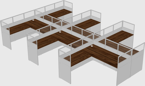 Shared l-shaped cubicle