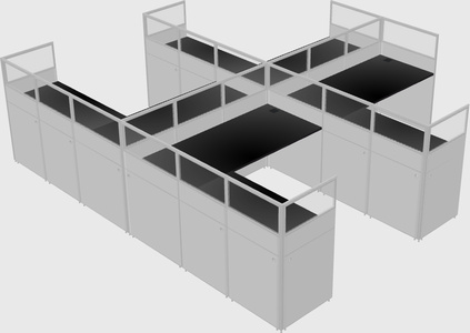 Shared l-shaped cubicle