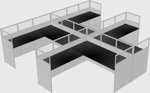 Shared l-shaped cubicle