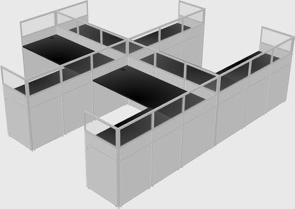 Shared l-shaped cubicle
