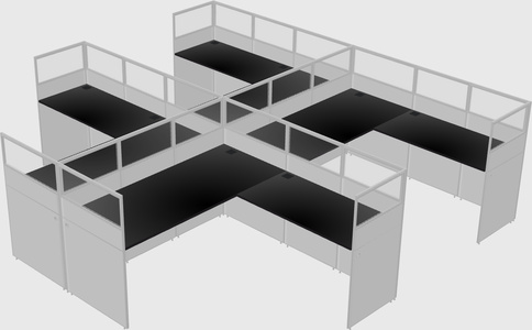 Shared l-shaped cubicle