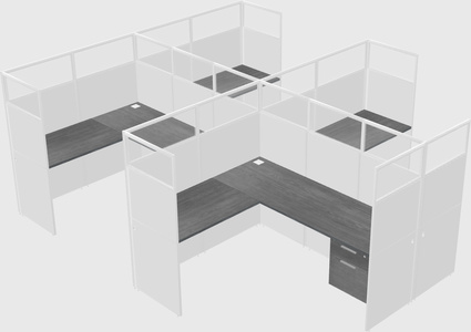 Shared l-shaped cubicle