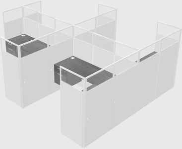 Shared l-shaped cubicle