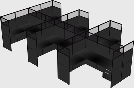 Shared l-shaped cubicle
