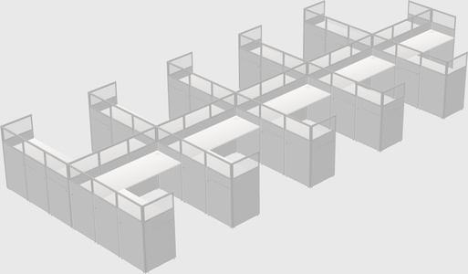 Shared l-shaped cubicle