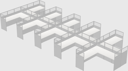 Shared l-shaped cubicle