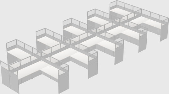 Shared l-shaped cubicle