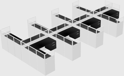 Shared l-shaped cubicle
