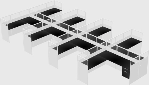 Shared l-shaped cubicle