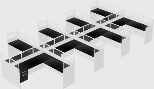 Shared l-shaped cubicle