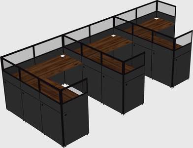 Shared l-shaped cubicle