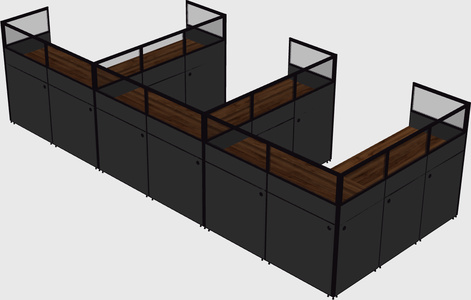 Shared l-shaped cubicle