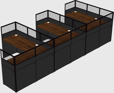 Shared l-shaped cubicle