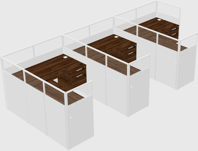 Shared l-shaped cubicle