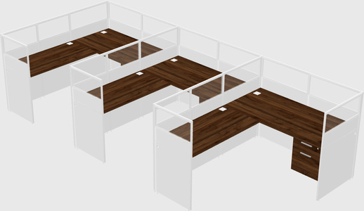Shared l-shaped cubicle