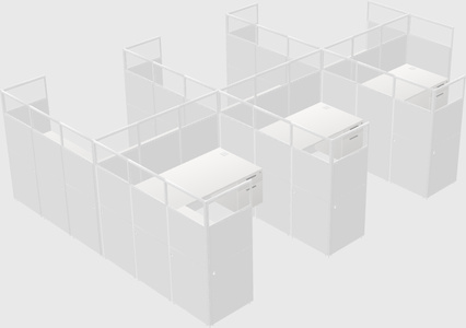 Shared l-shaped cubicle