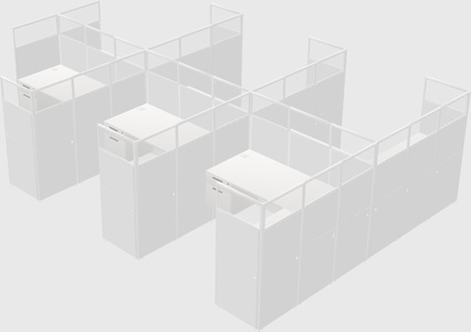 Shared l-shaped cubicle
