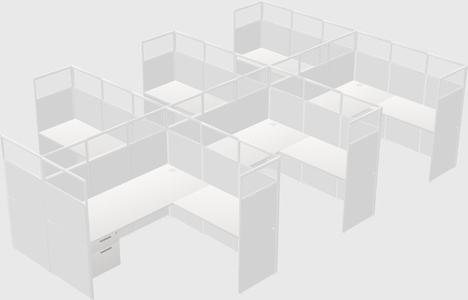 Shared l-shaped cubicle