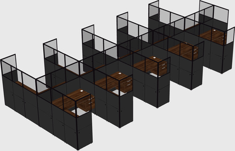Shared l-shaped cubicle