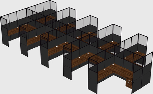 Shared l-shaped cubicle