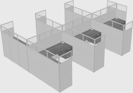 Shared l-shaped cubicle
