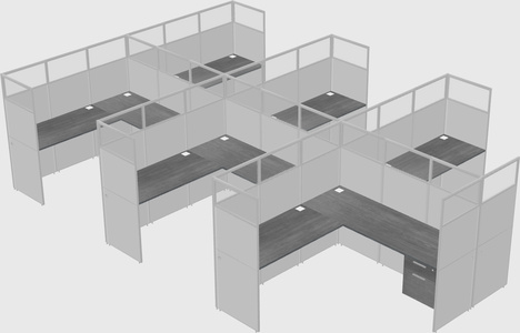 Shared l-shaped cubicle