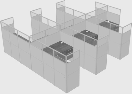 Shared l-shaped cubicle