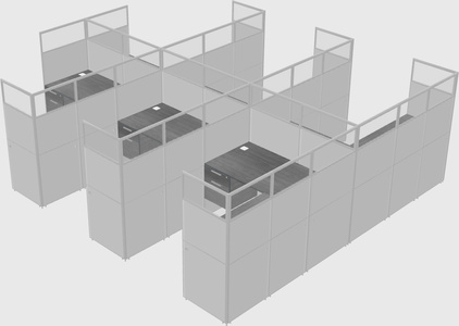 Shared l-shaped cubicle