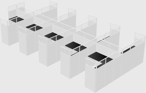 Shared l-shaped cubicle