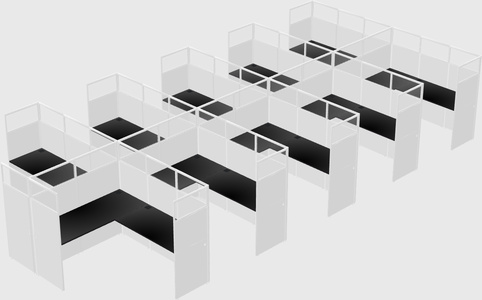Shared l-shaped cubicle