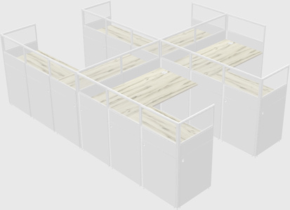 Shared l-shaped cubicle