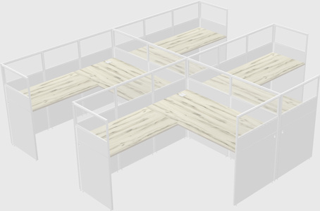 Shared l-shaped cubicle